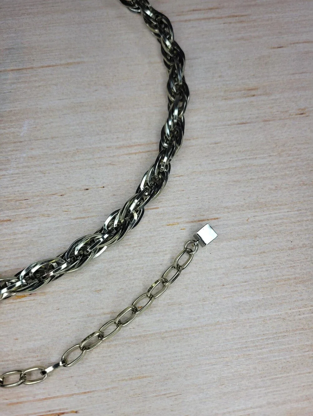 Chain Belt Gold Tone Mixed Link Cube Detail Adjustable 43 Inch
